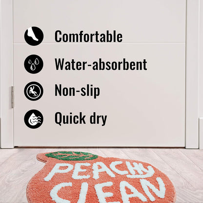 Peach Bath Mat Peachy Fruit Bathroom Rugs Clean Bath Mats for Kid's Room