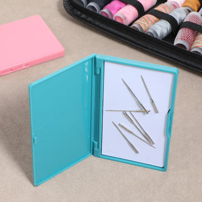 2 Pcs Magnetic Needle Case, Sewing Needle Holder Rectangle Magnetic Needles Holder Portable Sewing Needles Box Sewings Supplies for Pin Holders Organizer (Green & Pink)