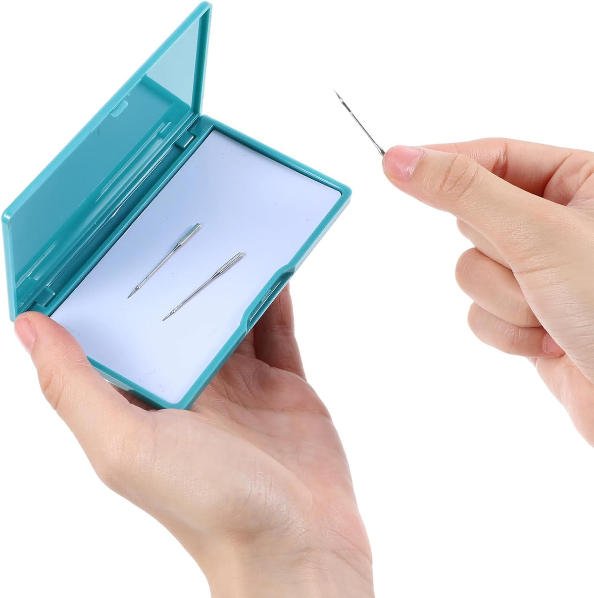 2 Pcs Magnetic Needle Case, Sewing Needle Holder Rectangle Magnetic Needles Holder Portable Sewing Needles Box Sewings Supplies for Pin Holders Organizer (Green & Pink)