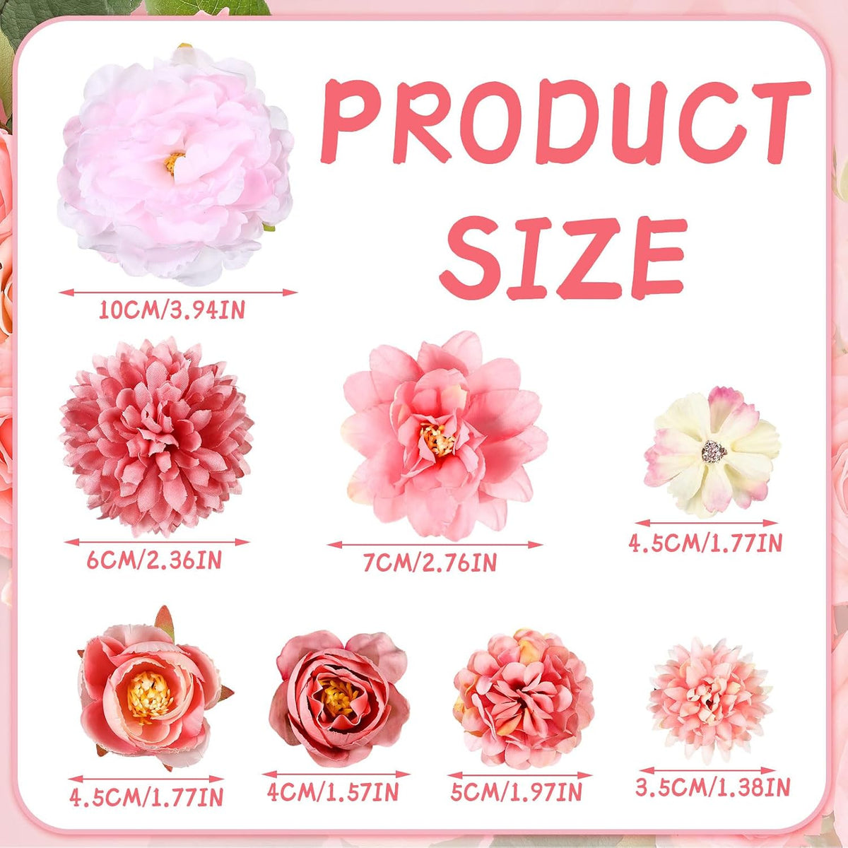 21 Pcs Flower Hair Clips, Floral Pins for Women,Light Pink