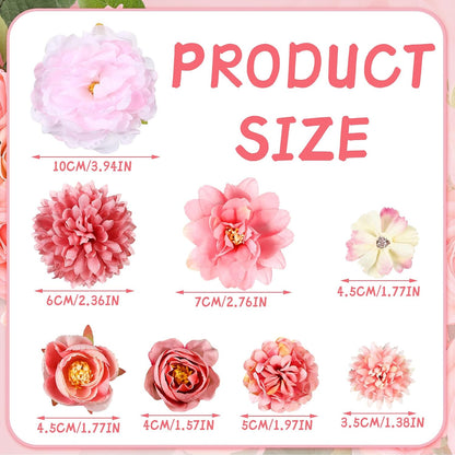 21 Pcs Flower Hair Clips, Floral Pins for Women,Light Pink