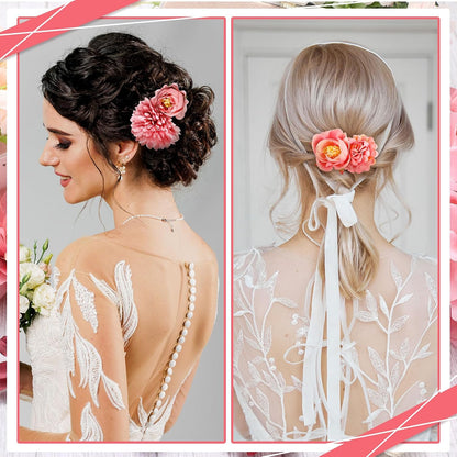 21 Pcs Flower Hair Clips, Floral Pins for Women,Light Pink