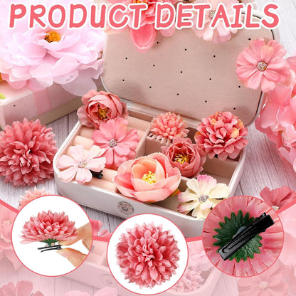 21 Pcs Flower Hair Clips, Floral Pins for Women,Light Pink