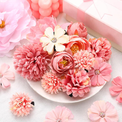 21 Pcs Flower Hair Clips, Floral Pins for Women,Light Pink