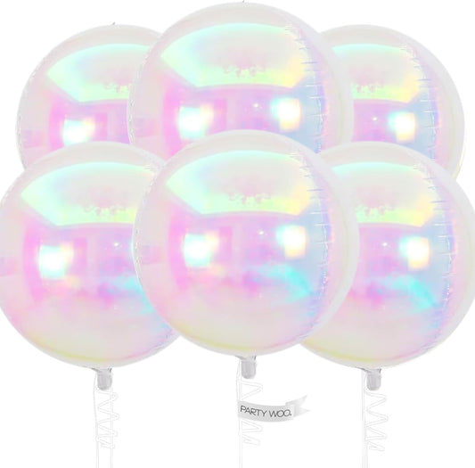 Iridescent Foil Balloons 6pcs Large Round Giant Jumbo 4D Balloons