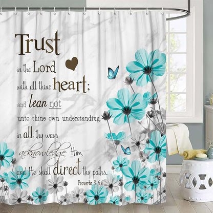 Inspirational Quote Shower Curtain, Bible Verse Inspirational Motivational Shower Curtain, Abstract Ink Paint Pink Teal Marble Shower Curtain Abstract Bath Curtain with Hooks 72X72Inch