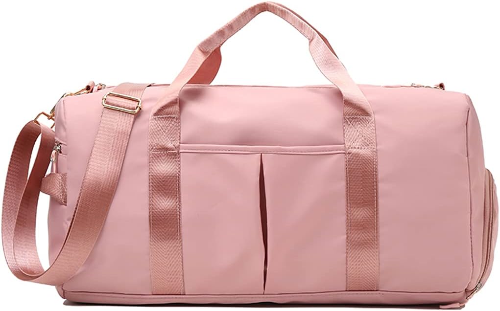 Sports Gym Duffel Bag for Men or Women Waterproof Weekender Travel Bag with Shoes Compartment Dry and Wet Separation for Training Swim Yoga(Pink)