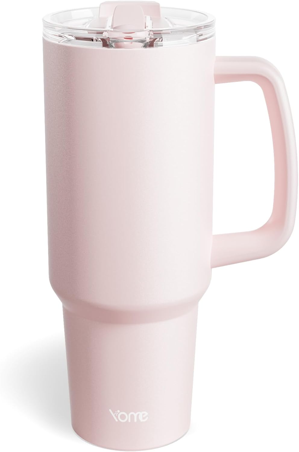 YOME 40oz Light Pink Tumbler with Handle and Flip Straw | Stainless Steel Insulated Cute Water Bottle | Keeps Drinks Cold | Dishwasher Safe | Cupholder Friendly | Gift Gym Travel Yoga