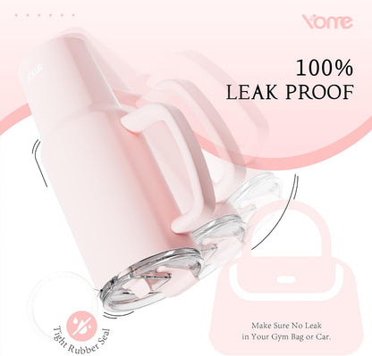 YOME 40oz Light Pink Tumbler with Handle and Flip Straw | Stainless Steel Insulated Cute Water Bottle | Keeps Drinks Cold | Dishwasher Safe | Cupholder Friendly | Gift Gym Travel Yoga
