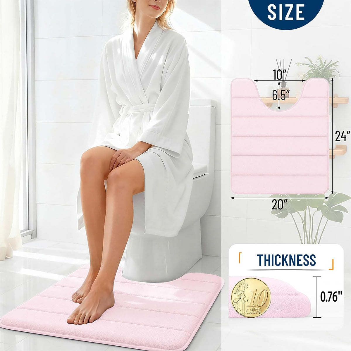 Memory Foam Toilet Rugs U Shaped 24x20, Super Soft and Absorbent