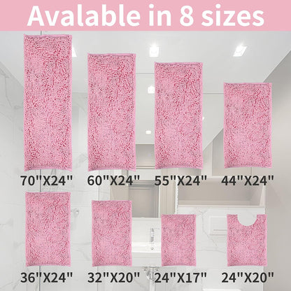 ZiYiJuan Bathroom Rugs, Super Absorbent Luxury Shaggy Chenille Bath Mats, Pink 17x24_20x32