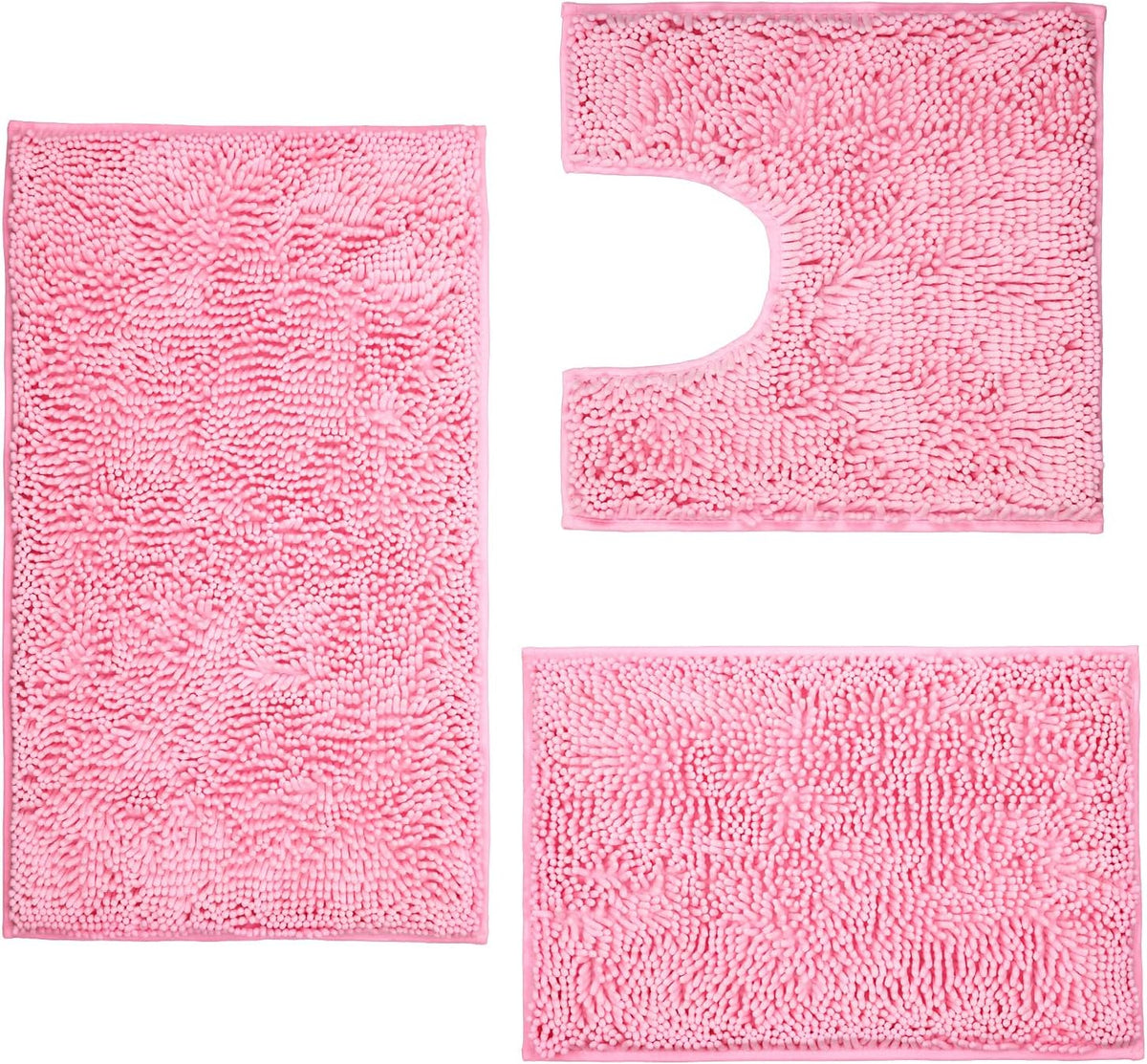 ZiYiJuan Bathroom Rugs, Super Absorbent Luxury Shaggy Chenille Bath Mats, Pink 17x24_20x32