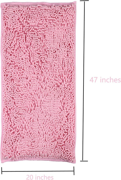ZiYiJuan Bathroom Rugs, Super Absorbent Luxury Shaggy Chenille Bath Mats, Pink 17x24_20x32