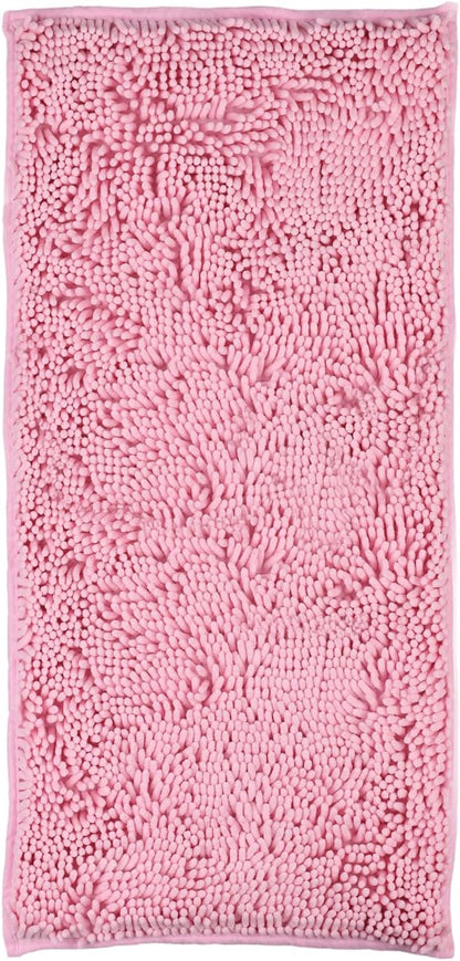 ZiYiJuan Bathroom Rugs, Super Absorbent Luxury Shaggy Chenille Bath Mats, Pink 17x24_20x32