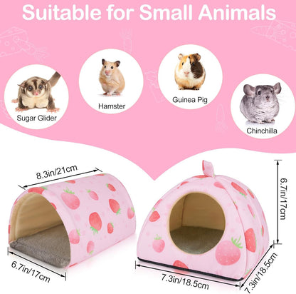 Guinea Pig Hideout, Washable Guinea Pig Tunnel Set, 2 Pack Guinea Pigs Toys Guinea Pigs Cage Accessories for Small Animal Mouse Hamster Hedgehogs Rats,Pink Strawberry