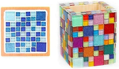 Mosaic Tiles,Glass Tiles, Shine Crystal Mosaic Glass Pieces Bulk Square Glitter Crystal Mosaic Tiles for Home Decoration or DIY Crafts 200g,1x1 cm,Pink