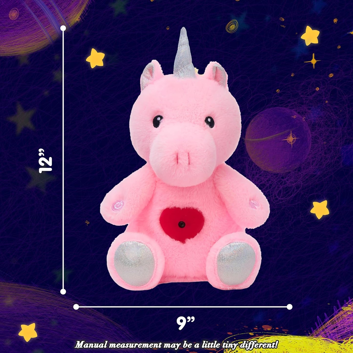 Plush Pink Unicorn Star Projector Musical Singing Stuffed Animals
