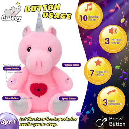 Plush Pink Unicorn Star Projector Musical Singing Stuffed Animals