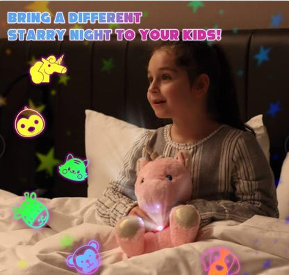 Plush Pink Unicorn Star Projector Musical Singing Stuffed Animals