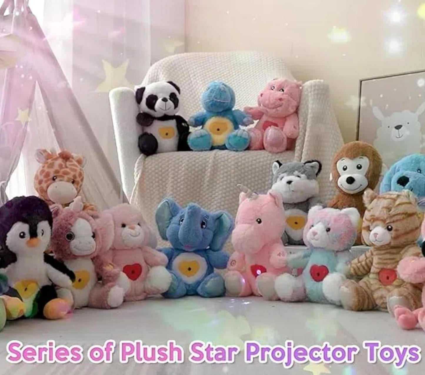 Plush Pink Unicorn Star Projector Musical Singing Stuffed Animals