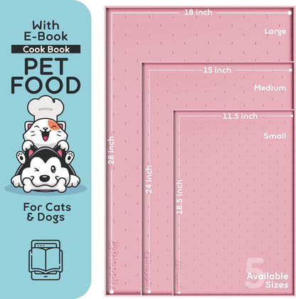 Dog Food Mat - Raised Edges Dogs Mat for Food and Water Prevent Spill, Waterproof Cat Food Mats Protect Floors, Easy Clean Dog Bowl Mats for Food and Water, Silicone Pet Food Tray