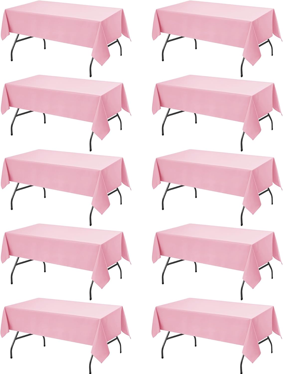 10-Pack Pink Tablecloths for Rectangle Tables, 60 x 84 Inches