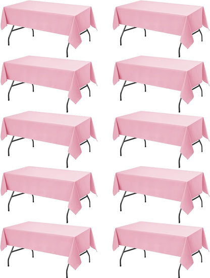 10-Pack Pink Tablecloths for Rectangle Tables, 60 x 84 Inches
