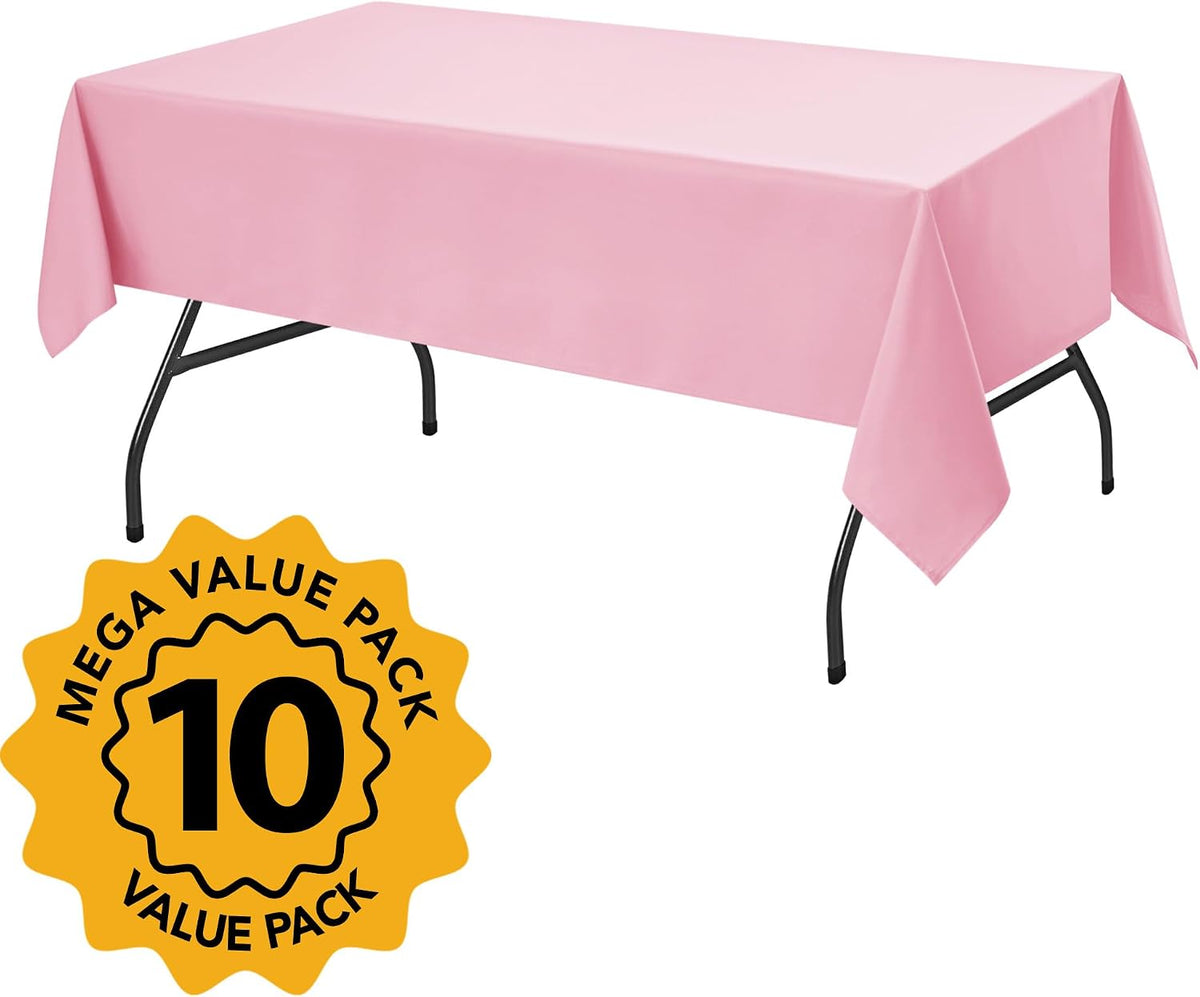 10-Pack Pink Tablecloths for Rectangle Tables, 60 x 84 Inches