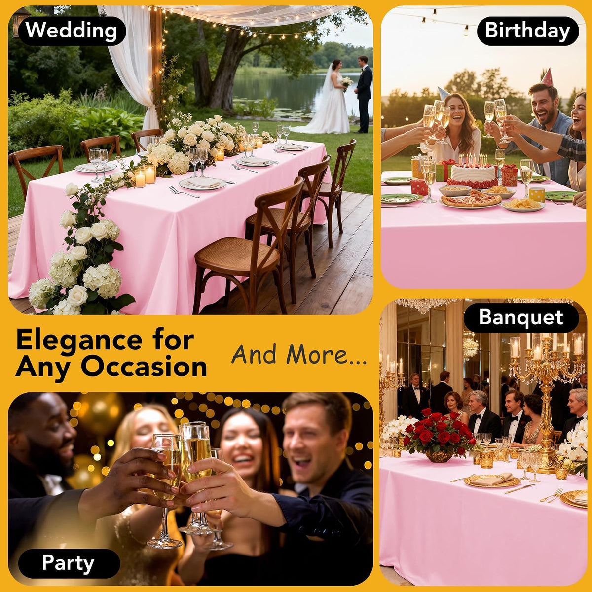 10-Pack Pink Tablecloths for Rectangle Tables, 60 x 84 Inches
