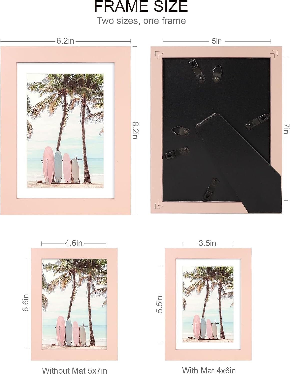 5x7 Picture Frame(4 Pack,Pink) Made of Real Glass and Wooden Frame