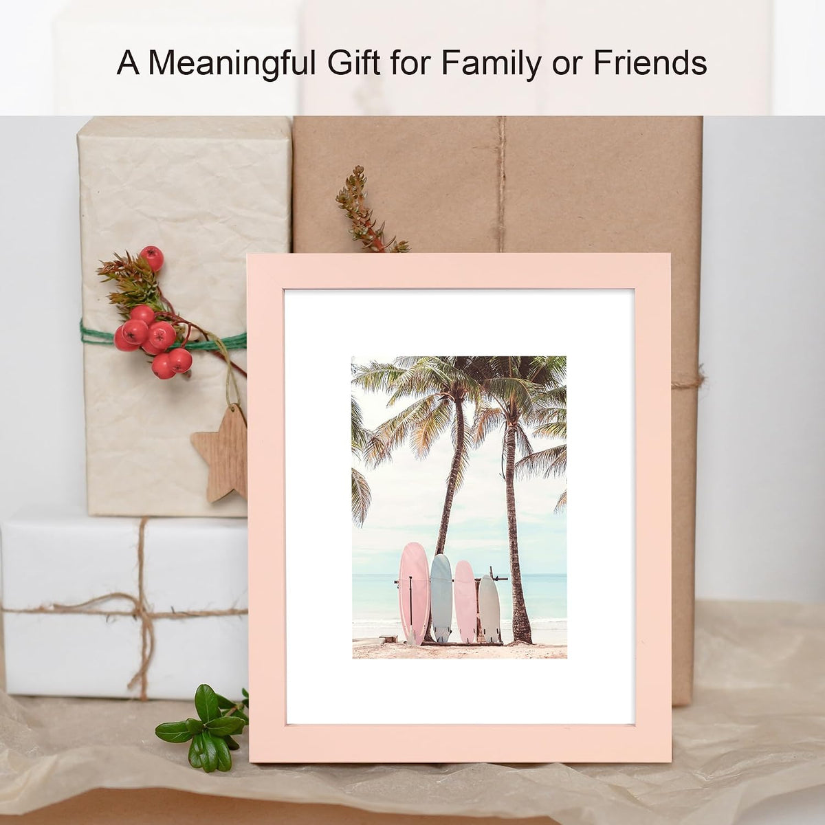 5x7 Picture Frame(4 Pack,Pink) Made of Real Glass and Wooden Frame