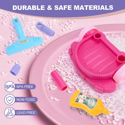 Toddler Cleaning Set, Kids Cleaning Carts Toy Set, Detachable Kids Mop Broom Set for Toddlers - Pretend Play Educational Toy (Pink)