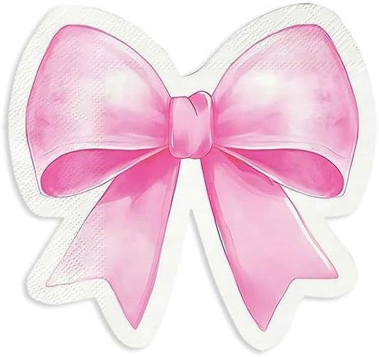 Paper Napkins Disposable Decorative Pink Bow Shaped Dinner/Lunch Napkins for Party, Home Table Decor. 50PCS, 3-Ply, Folded 6.22 x 6.22 In.