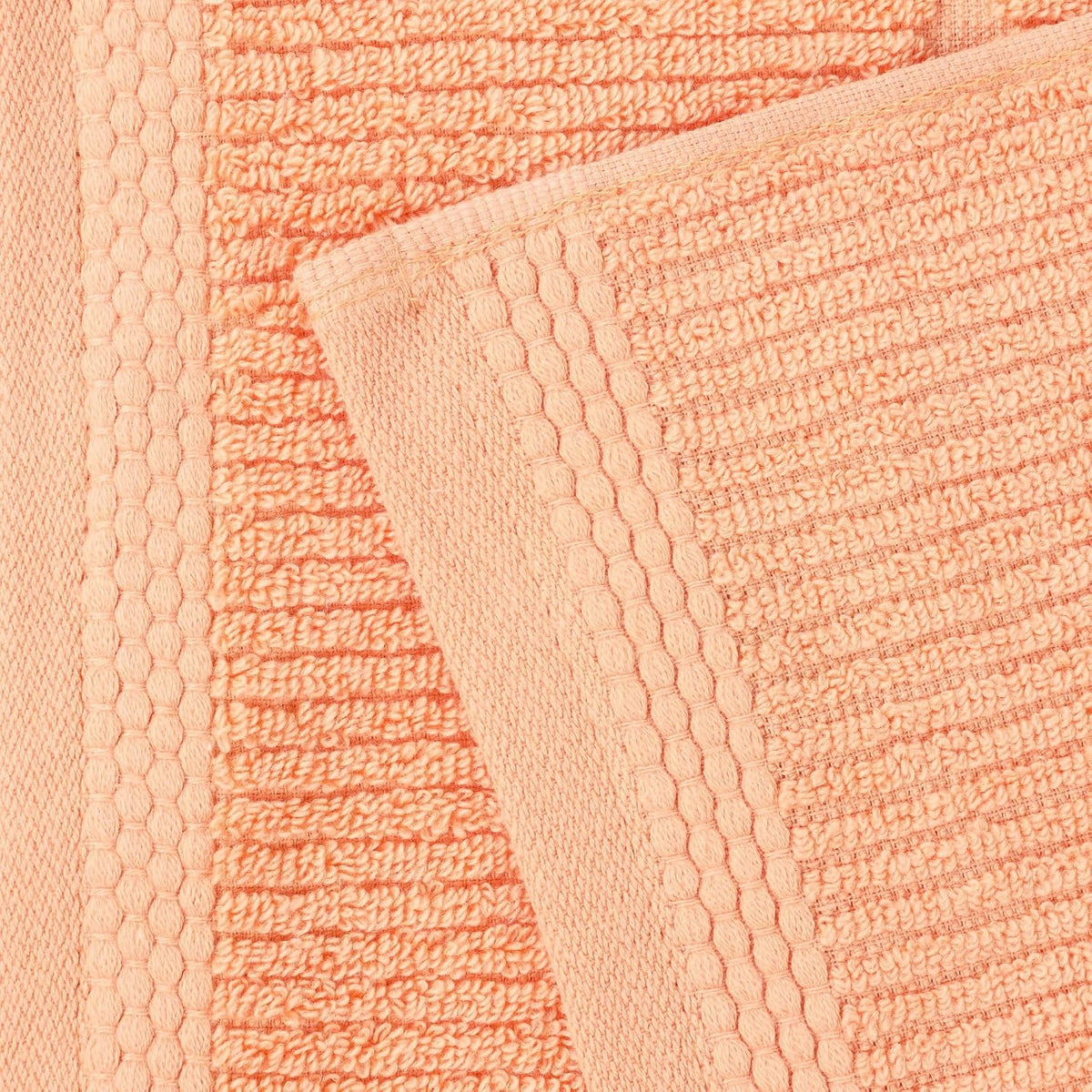 Ultra Soft Quick Dry Absorbent Cotton Blend Towel Set for Bathroom, Bath Essentials, Ribbed Design Milo Towel, Bath Towels, Set of 2, Peach