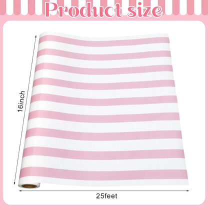 Striped Table Runner Roll,Pink,25' Long X 16" Wide