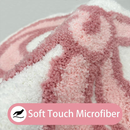 Coquette Bow Rug Pink Bathroom Rugs Extra Soft Microfiber Quick Dry Bath Mat Non Slip Cute Aesthetic Decor Carpet Preppy Water Absorbent Bathtub Shower Mat Toilet Door Mat, 16" x 29"