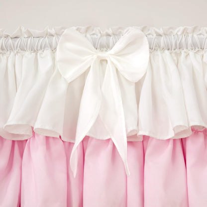 Ruffled Valance Farmhouse for Small Window White Pink Ombre 52W x 18L 1PC