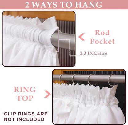 Ruffled Valance Farmhouse for Small Window White Pink Ombre 52W x 18L 1PC