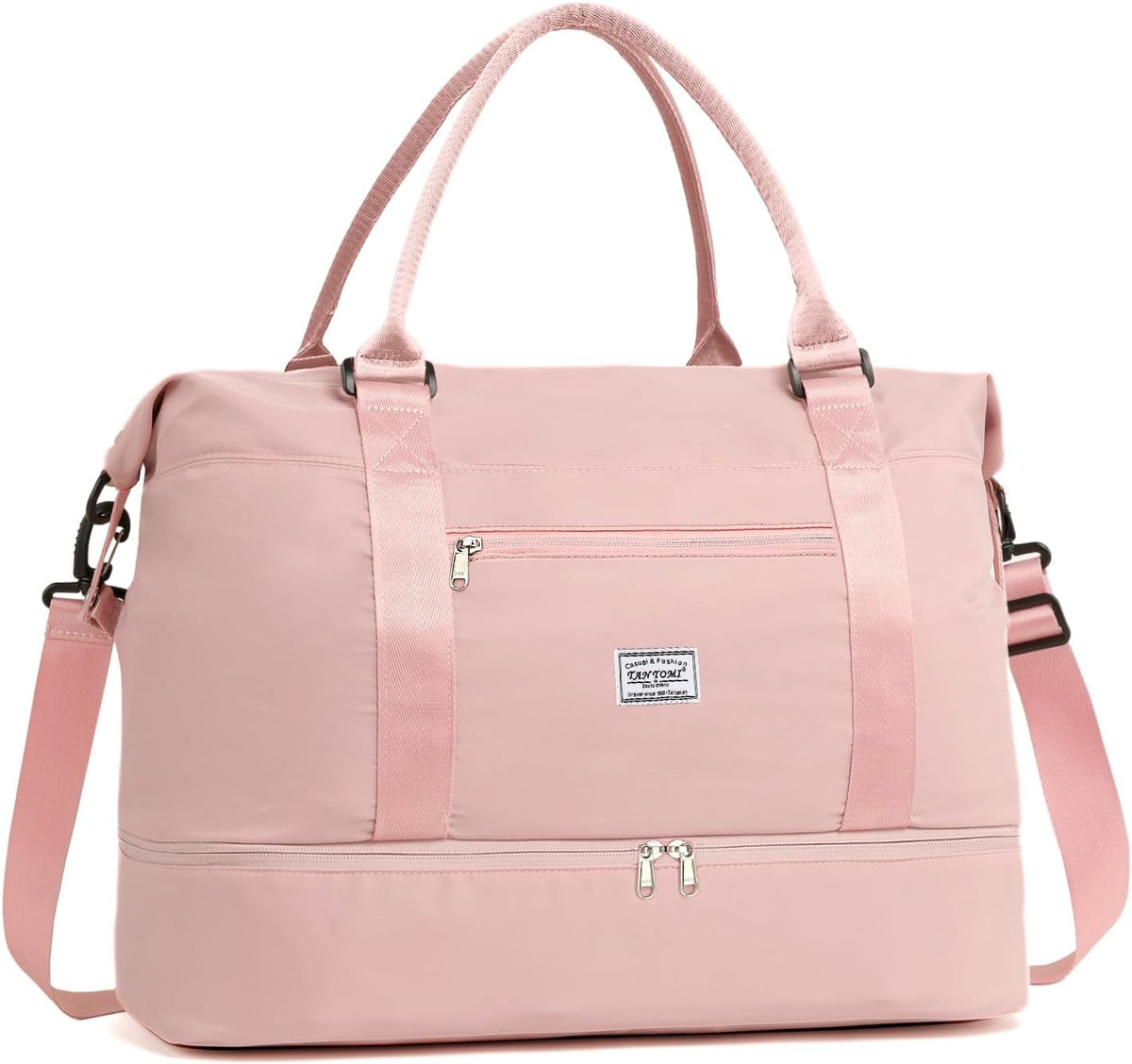 TANTOMI Travel Duffle Bag for Women Personal Item Travel Bag with Shoes Compartment, Weekender Overnight Bag Carry On Duffle Bag Tote Gym Bag for Travel, Sports, Hospital, Dance, Pink