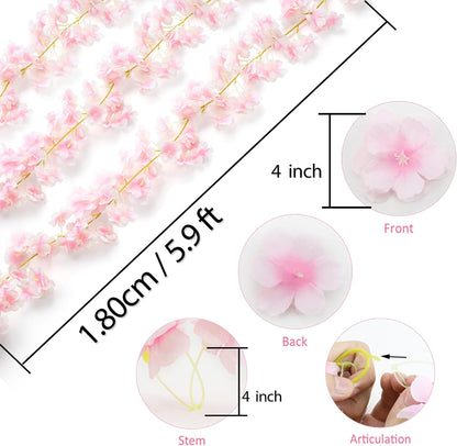 6PC 35.4FT Cherry Blossom Flowers Garland Vine for Decoration