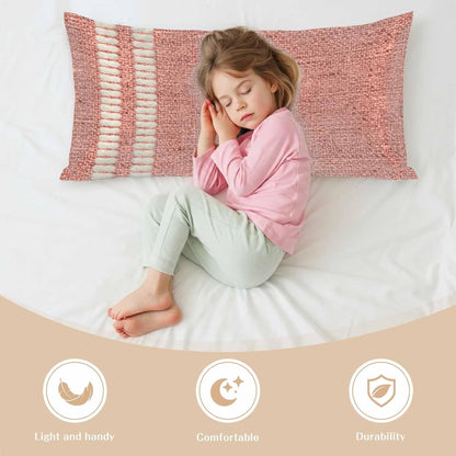 Peach Pink Texture Satin Pillowcases with Zipper Cal King Size Cooling Silk Pillow Cases for Hair and Skin Smooth Soft Country Farmhouse Burlap Stripes Throw Pillow Covers for Women Men 20x40 Inch