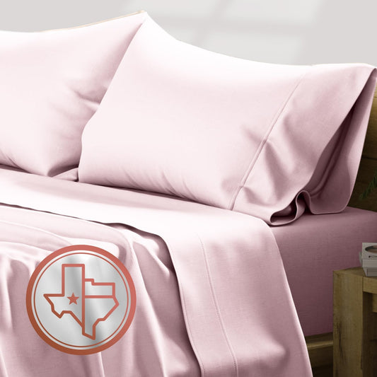 . Egyptian Cotton Sheets Queen Size - 600 Series Queen Sheets Set (4 PC, Peach), 16" Deep Pocket, Soft, Cooling & Durable Sateen Weave Luxury Hotel Bedding - Texan Talkin' Collection