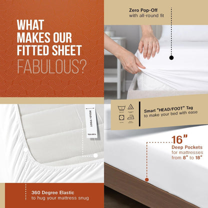 . Egyptian Cotton Sheets Queen Size - 600 Series Queen Sheets Set (4 PC, Peach), 16" Deep Pocket, Soft, Cooling & Durable Sateen Weave Luxury Hotel Bedding - Texan Talkin' Collection