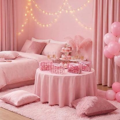 127 Pcs Pink Bows Sleepover Party Favor Supplies 6 Pink Coquette Preppy Makeup Bag 6 Hair Scrunchies Ties 6 Bow Socks 6 Headbands and Sticker Gifts Bulk for Women Bridal Shower