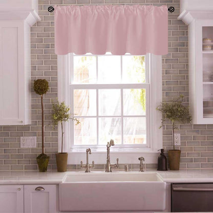 Solid Pink Rod Pocket Valance for Windows 60x14 Inches Valances for Kitchen Blackout Curtain Valance for Living Room Short Straight Drape Valance for Bedroom Kids Room 1 Panel