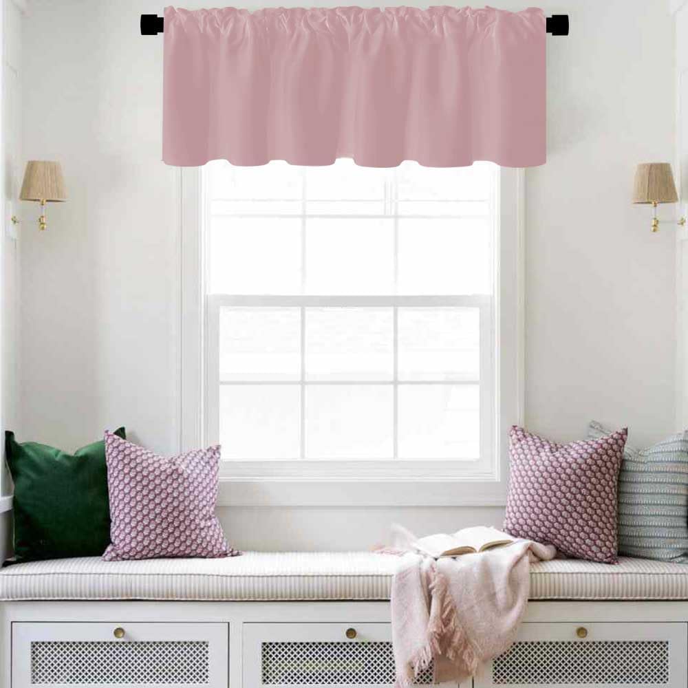 Solid Pink Rod Pocket Valance for Windows 60x14 Inches Valances for Kitchen Blackout Curtain Valance for Living Room Short Straight Drape Valance for Bedroom Kids Room 1 Panel