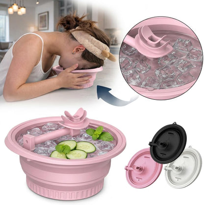 Face Ice Bath Bowl with Breathing Tube - Silicone Ice Bowl for Face Cold Plunge Tub, Portable Face Tub for Ice Bath, Skin Tightening and Depuffing Skincare Tool (Pink)
