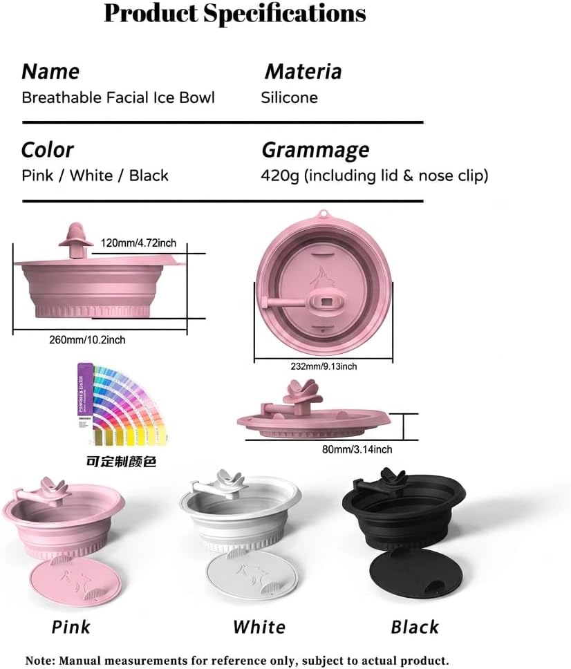 Face Ice Bath Bowl with Breathing Tube - Silicone Ice Bowl for Face Cold Plunge Tub, Portable Face Tub for Ice Bath, Skin Tightening and Depuffing Skincare Tool (Pink)