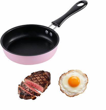 4.7inch Mini Non-Tick Egg Pan - 5-Layer Coating, Dishwasher Safe, Gas/Induction Compatible Small Frying Pan for Omelet, Pancake, Oven & Dishwasher Safe - Perfect for Camping & RV (Pink)
