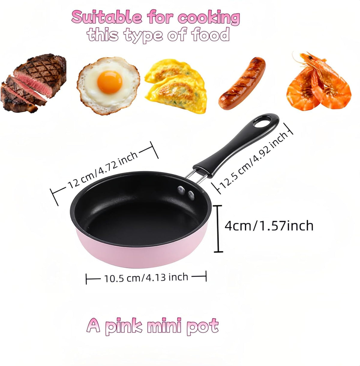 4.7inch Mini Non-Tick Egg Pan - 5-Layer Coating, Dishwasher Safe, Gas/Induction Compatible Small Frying Pan for Omelet, Pancake, Oven & Dishwasher Safe - Perfect for Camping & RV (Pink)